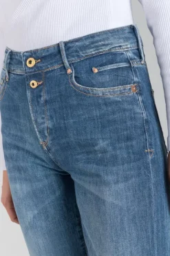 Le Temps des Cerises 400/18 Mom Regular Taille Haute 7/8Eme Jeans Bleu N°2-Femme Coupe Regular