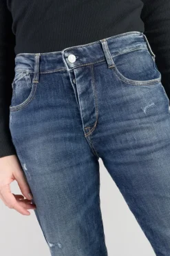 Le Temps des Cerises Bambino 400/17 Mom Taille Haute 7/8Eme Jeans Destroy Bleu N°2-Femme Coupe Mom