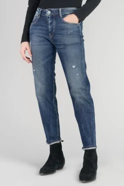 Le Temps des Cerises Bambino 400/17 Mom Taille Haute 7/8Eme Jeans Destroy Bleu N°2-Femme Coupe Mom