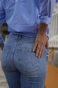 Le Temps des Cerises Basic 400/18 Mom Taille Haute 7/8Eme Jeans Bleu N°4-Femme Coupe Regular