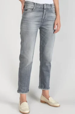Le Temps des Cerises Basic 400/18 Mom Taille Haute 7/8Eme Jeans Gris N°3-Femme Coupe Regular
