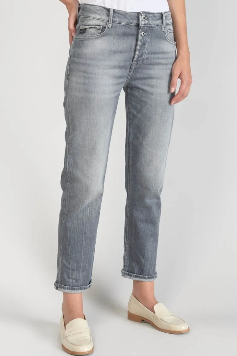 Le Temps des Cerises Basic 400/18 Mom Taille Haute 7/8Eme Jeans Gris N°3-Femme Coupe Regular