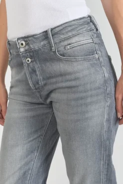 Le Temps des Cerises Basic 400/18 Mom Taille Haute 7/8Eme Jeans Gris N°3-Femme Coupe Regular