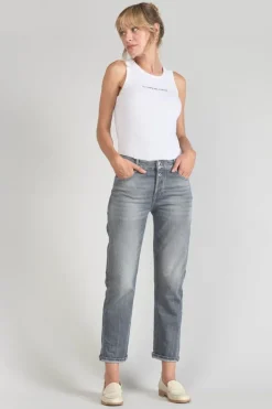 Le Temps des Cerises Basic 400/18 Mom Taille Haute 7/8Eme Jeans Gris N°3-Femme Coupe Regular