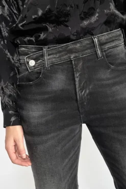 Le Temps des Cerises Basic 400/17 Mom Taille Haute 7/8Eme Jeans Noir N°1-Femme Coupe Regular