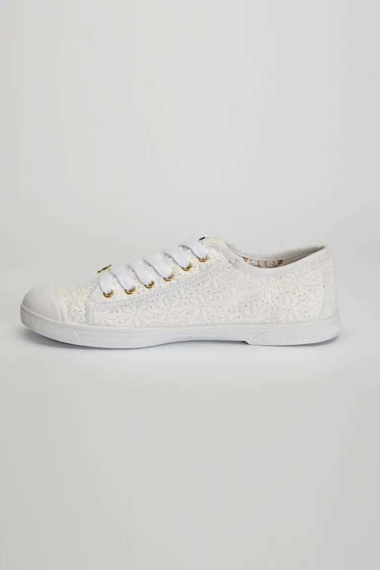 Le Temps des Cerises Baskets Basic A Dentelle Blanche-Femme Chaussures