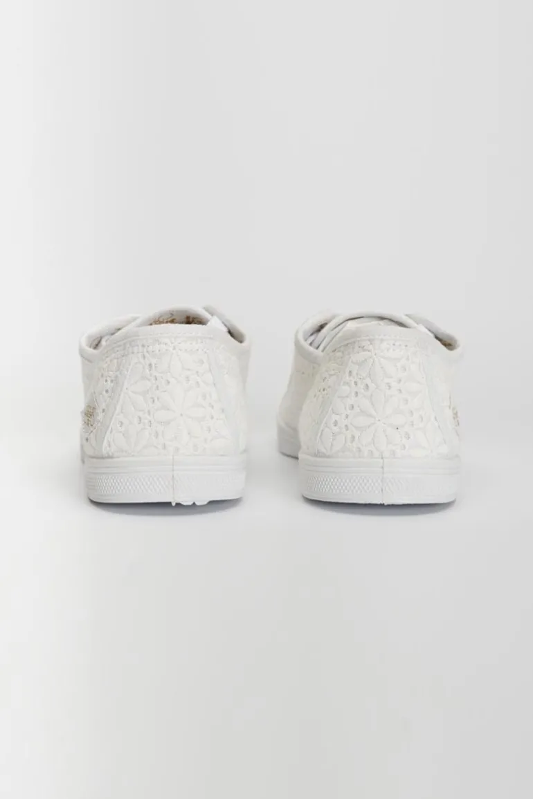 Le Temps des Cerises Baskets Basic A Dentelle Blanche-Femme Chaussures