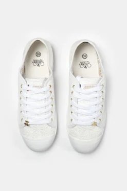 Le Temps des Cerises Baskets Basic A Dentelle Blanche-Femme Chaussures