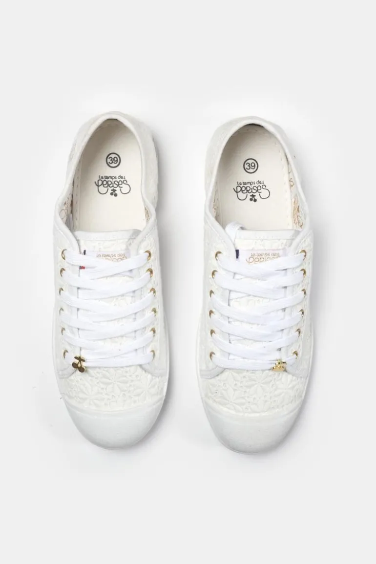 Le Temps des Cerises Baskets Basic A Dentelle Blanche-Femme Chaussures