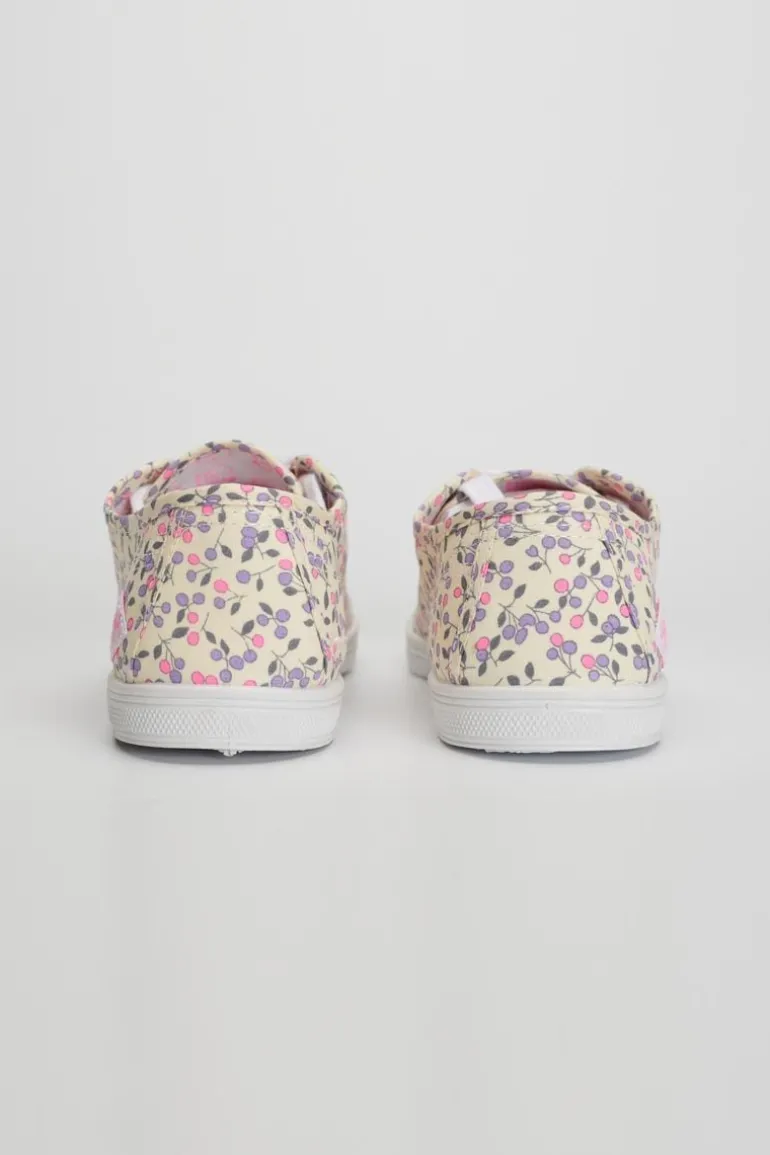 Le Temps des Cerises Baskets Basic A Motif Fleuri-Femme Chaussures