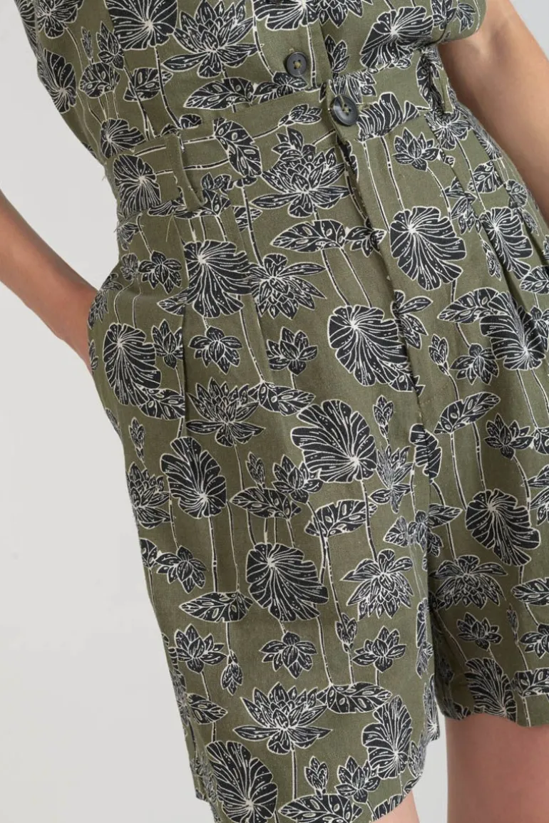 Le Temps des Cerises Bermuda Fost Kaki A Motif Fleuri-Femme Shorts & Jupes
