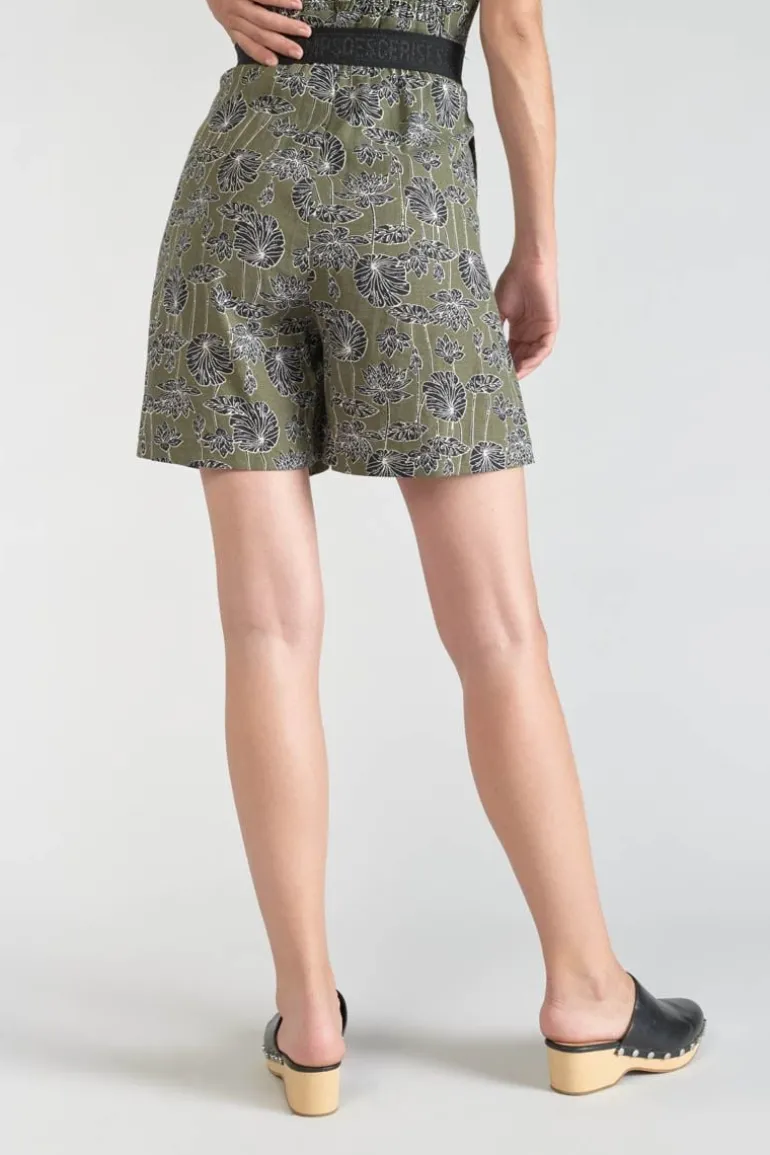 Le Temps des Cerises Bermuda Fost Kaki A Motif Fleuri-Femme Shorts & Jupes