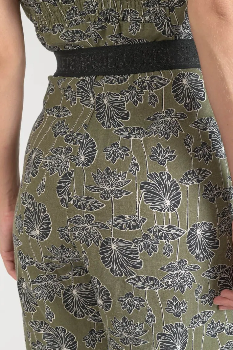 Le Temps des Cerises Bermuda Fost Kaki A Motif Fleuri-Femme Shorts & Jupes