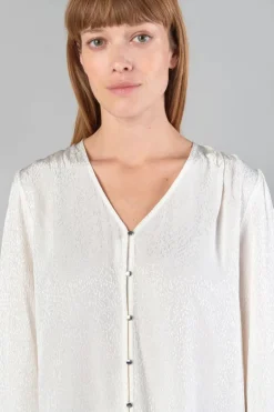 Le Temps des Cerises Blouse Frano En Jacquard Creme-Femme Tops