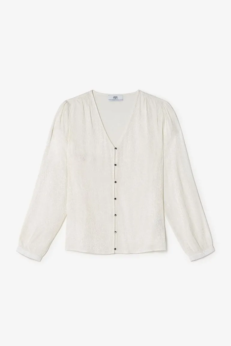 Le Temps des Cerises Blouse Frano En Jacquard Creme-Femme Tops