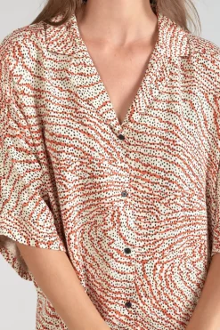 Le Temps des Cerises Blouse Freila A Motif Orange Et Noir-Femme Chemises