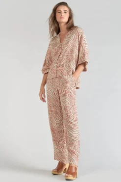 Le Temps des Cerises Blouse Freila A Motif Orange Et Noir-Femme Chemises