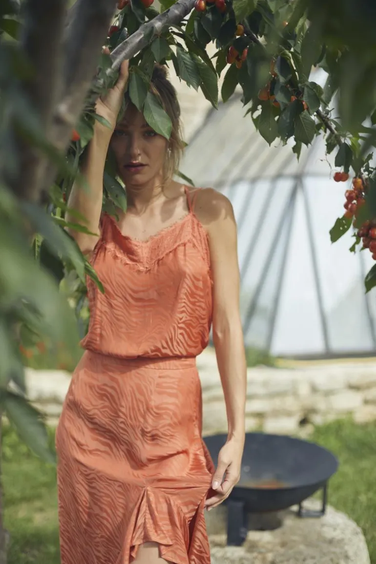 Le Temps des Cerises Caraco Ayek En Jacquard Orange Corail-Femme Tops