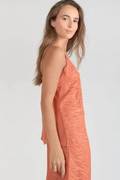 Le Temps des Cerises Caraco Ayek En Jacquard Orange Corail-Femme Tops
