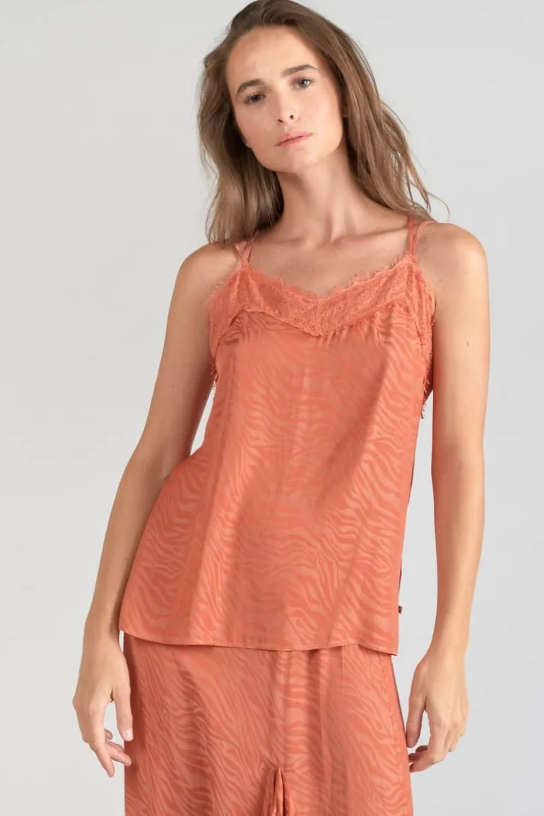 Le Temps des Cerises Caraco Ayek En Jacquard Orange Corail-Femme Tops