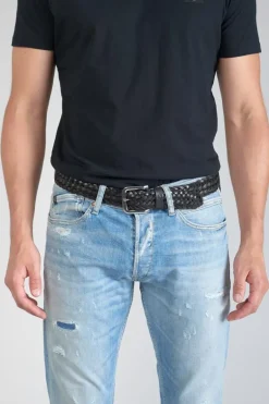 Le Temps des Cerises Ceinture Brazol En Cuir Noir Tresse-Homme Ceintures