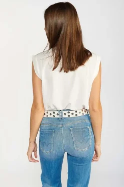 Le Temps des Cerises Ceinture Minog En Daim Creme-Femme Ceintures