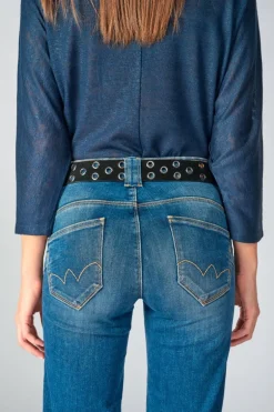 Le Temps des Cerises Ceinture Minog En Daim Noir-Femme Ceintures