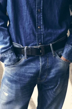 Le Temps des Cerises Ceinture Ostra En Cuir Noir-Homme Ceintures