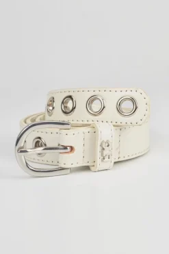 Le Temps des Cerises Ceinture Taouna En Cuir Blanc-Femme Ceintures