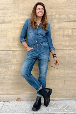 Le Temps des Cerises Charpentier Boyfit By Veronika Loubry Jeans Bleu N°2-Femme Coupe Boyfit