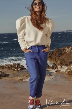 Le Temps des Cerises Charpentier Boyfit By Veronika Loubry Jeans Bleu-Femme Coupe Boyfit