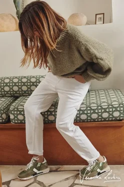 Le Temps des Cerises Charpentier Boyfit By Veronika Loubry Jeans Blanc-Femme Coupe Boyfit