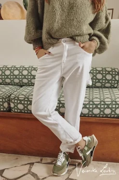 Le Temps des Cerises Charpentier Boyfit By Veronika Loubry Jeans Blanc-Femme Coupe Boyfit