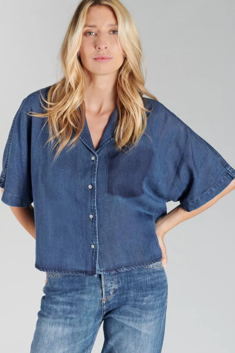 Le Temps des Cerises Chemise Alama En Tencel Bleu-Femme Chemises