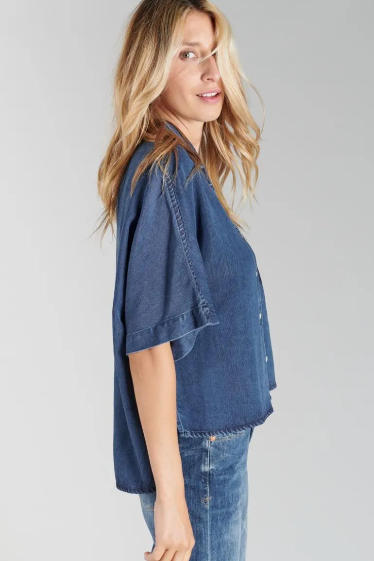 Le Temps des Cerises Chemise Alama En Tencel Bleu-Femme Chemises
