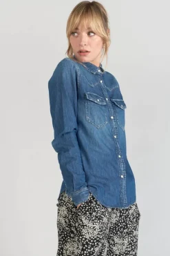 Le Temps des Cerises Chemise En Jeans Juanita Bleue-Femme Chemises Et Vestes
