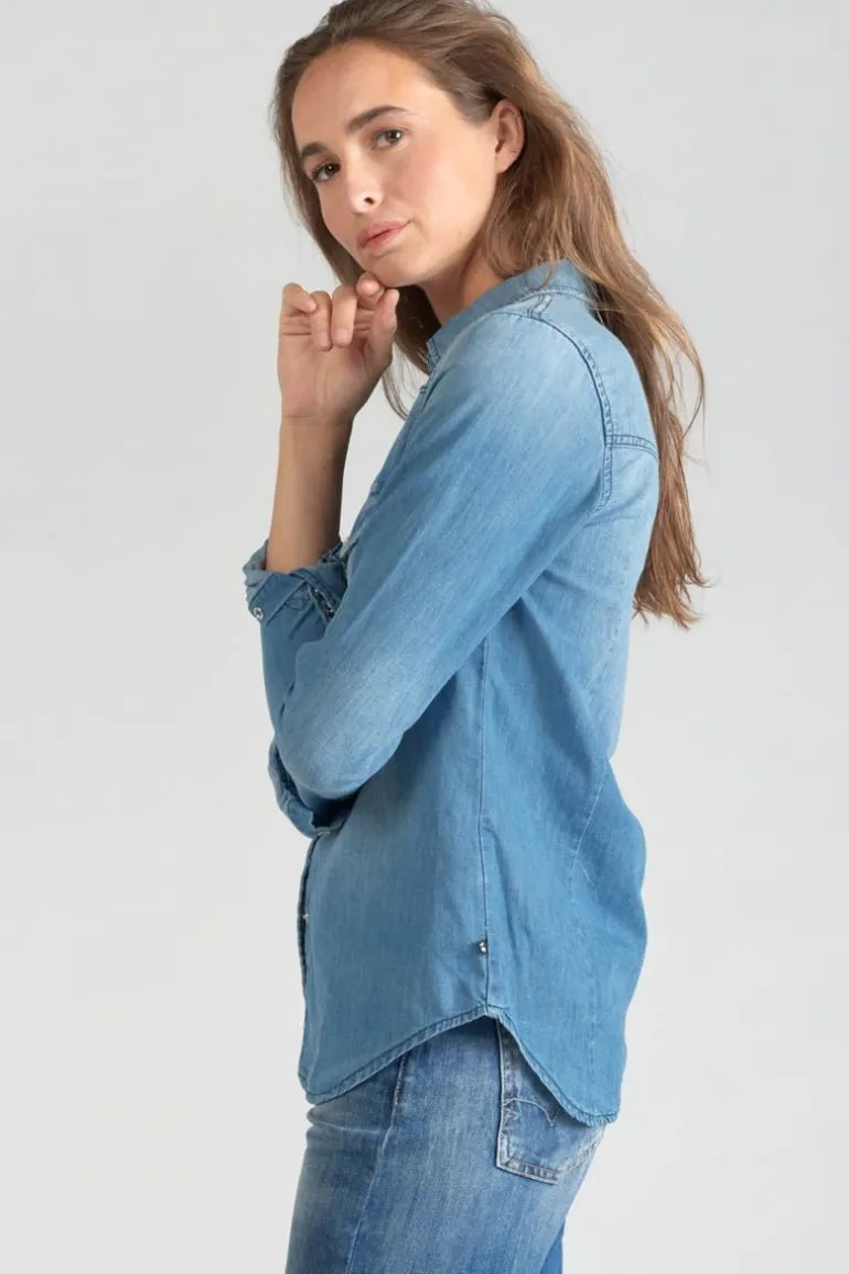 Le Temps des Cerises Chemise En Jeans Juanita Bleu Clair-Femme Chemises Et Vestes