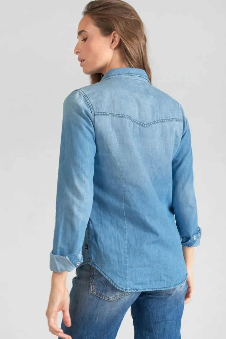 Le Temps des Cerises Chemise En Jeans Juanita Bleu Clair-Femme Chemises Et Vestes