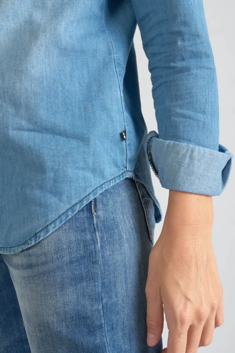 Le Temps des Cerises Chemise En Jeans Juanita Bleu Clair-Femme Chemises Et Vestes
