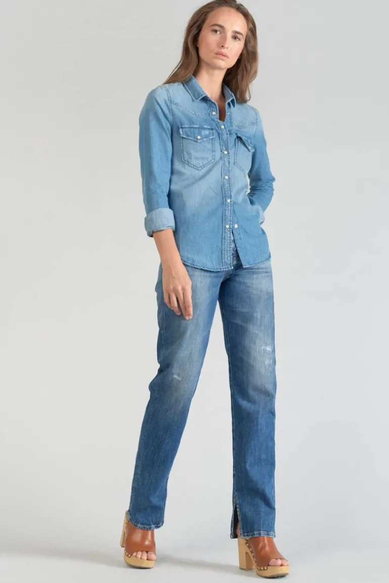 Le Temps des Cerises Chemise En Jeans Juanita Bleu Clair-Femme Chemises Et Vestes