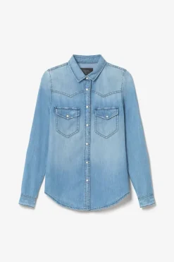 Le Temps des Cerises Chemise En Jeans Juanita Bleu Clair-Femme Chemises Et Vestes
