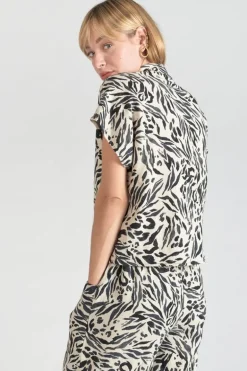 Le Temps des Cerises Chemise En Lin Melange Noor A Motif Animalier-Femme Chemises