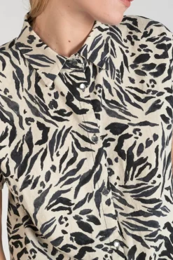 Le Temps des Cerises Chemise En Lin Melange Noor A Motif Animalier-Femme Chemises