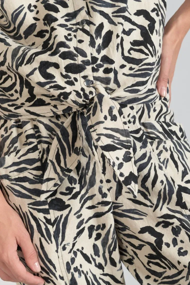 Le Temps des Cerises Chemise En Lin Melange Noor A Motif Animalier-Femme Chemises