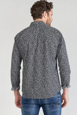 Le Temps des Cerises Chemise Fibor A Motif Fleuri Noir Et Blanc-Homme Chemises