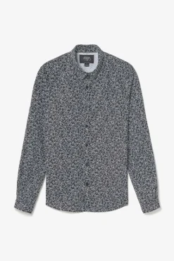 Le Temps des Cerises Chemise Fibor A Motif Fleuri Noir Et Blanc-Homme Chemises