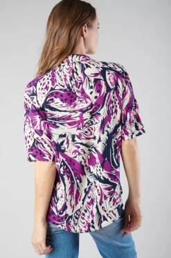 Le Temps des Cerises Chemise Gabryel A Motif Jungle Violine-Femme Chemises