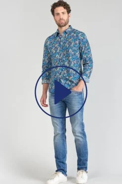 Le Temps des Cerises Chemise Griba A Motif Fleuri Bleu-Homme Chemises