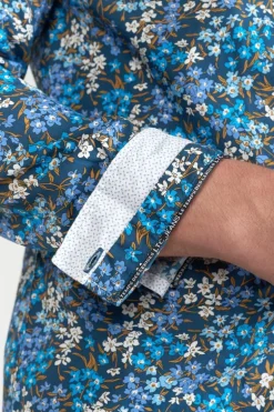 Le Temps des Cerises Chemise Griba A Motif Fleuri Bleu-Homme Chemises
