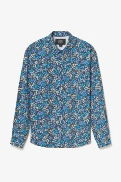 Le Temps des Cerises Chemise Griba A Motif Fleuri Bleu-Homme Chemises